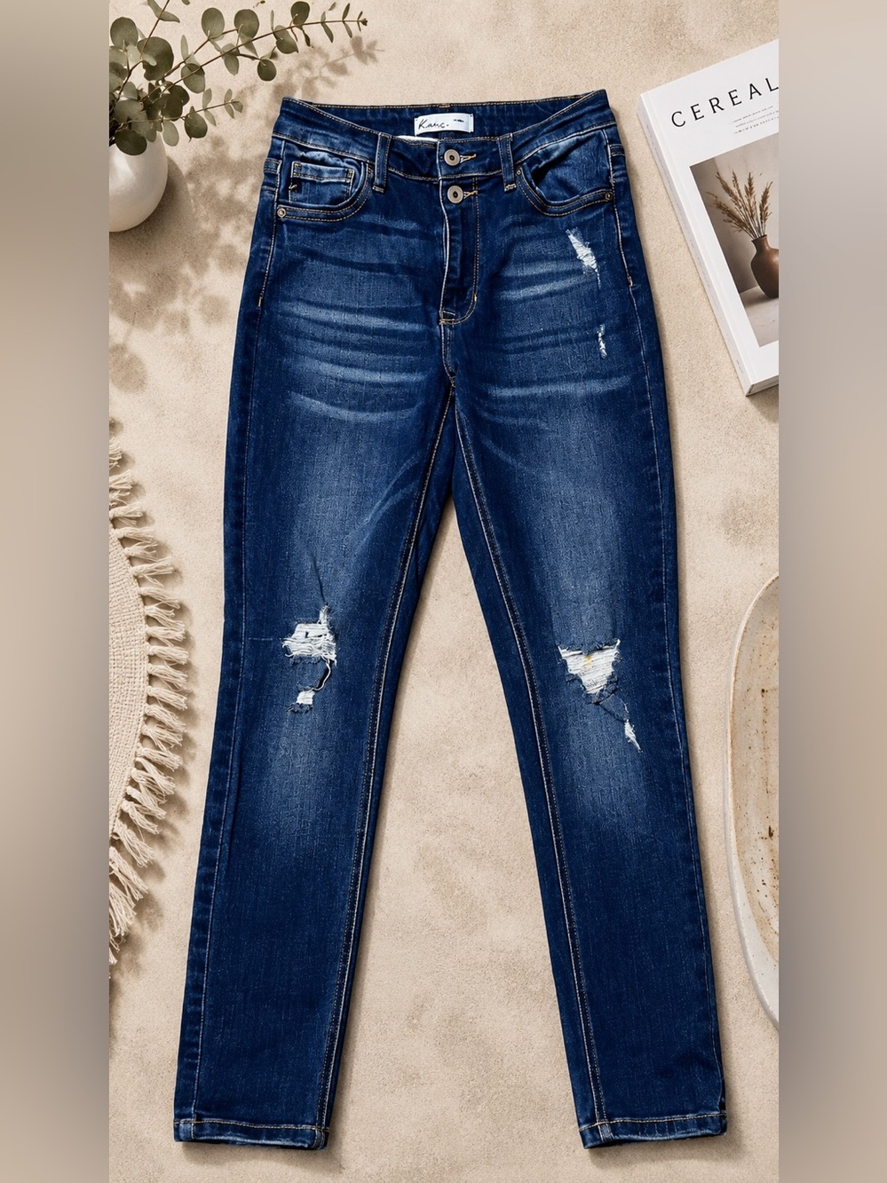 KanCan Dark Blue Ripped Skinny high rise Jeans